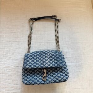 Rebecca Minkoff Blue Denim Quilted Chain Shoulder Bag